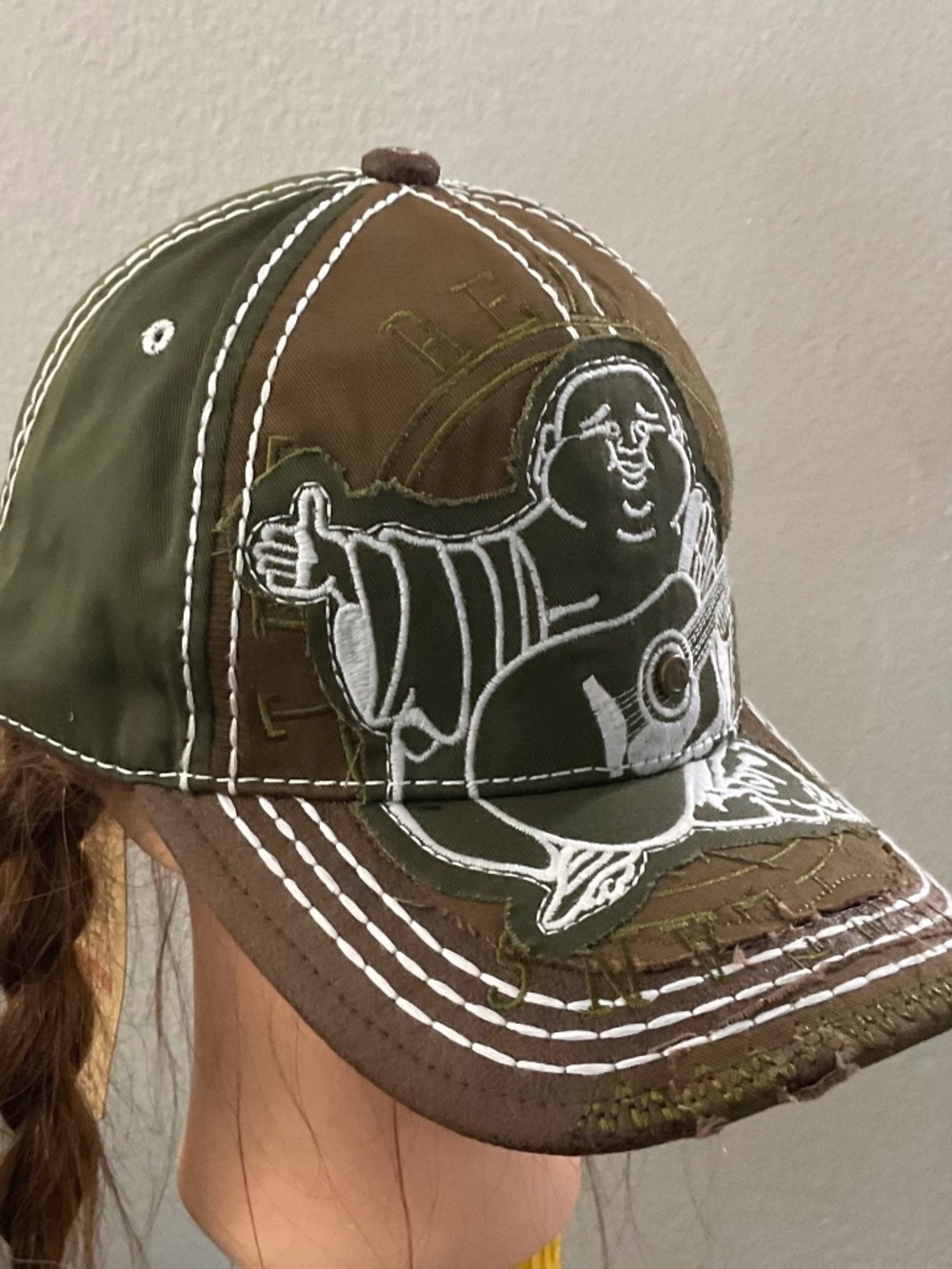 True religion distressed Trucker hat.